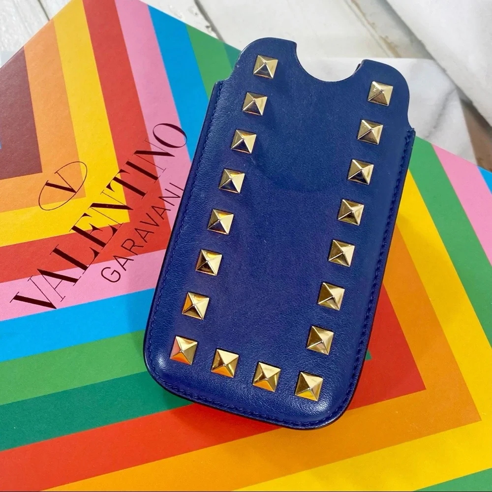 Valentino Garavani Navy Rockstud Cardholder